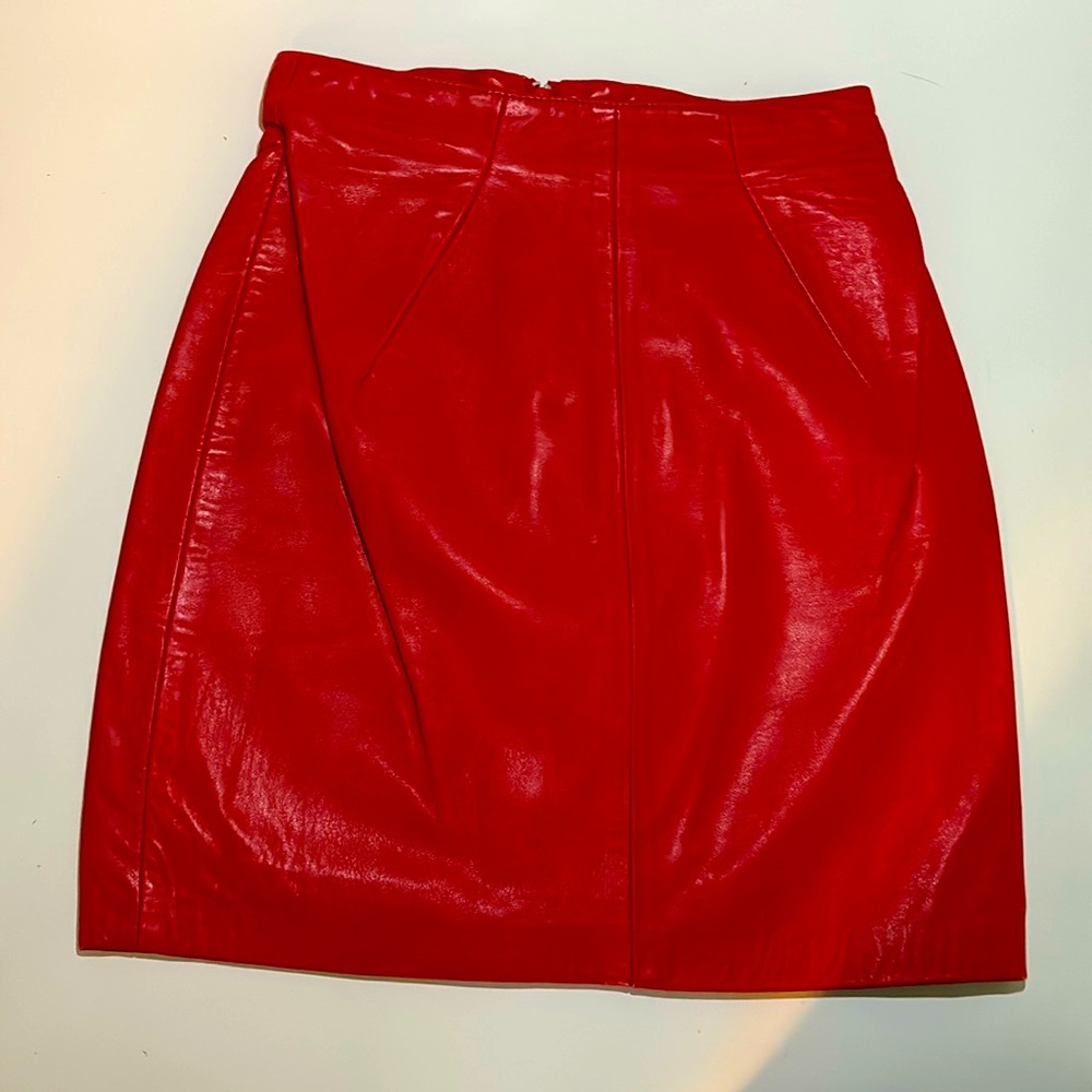 Michael Hoban Genuine Red Leather Mini Skirt